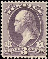 Scott O27<br />3c JUSTICE - George Washington - Purple<br />Pane Single<br /><span class=quot;smallerquot;>(reference or stock image)</span>