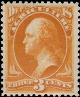 Scott O95<br />3c AGRICULTURE - George Washington - Yellow<br />Pane Single<br /><span class=quot;smallerquot;>(reference or stock image)</span>