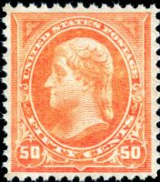 Scott 260<br />50c Thomas Jefferson - Orange<br />Pane Single<br /><span class=quot;smallerquot;>(reference or stock image)</span>
