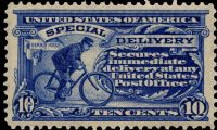 Scott E6<br />10c Postal Bicycle Messenger - Ultramarine<br />Pane Single<br /><span class=quot;smallerquot;>(reference or stock image)</span>