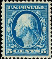 Scott 335<br />5c George Washington<br />Pane Single<br /><span class=quot;smallerquot;>(reference or stock image)</span>