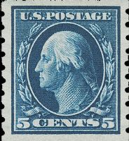 Scott 396<br />5c George Washington (Coil)<br />Coil Single<br /><span class=quot;smallerquot;>(reference or stock image)</span>