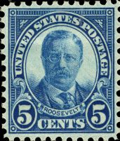 Scott 637<br />5c Theodore Roosevelt<br />Pane Single<br /><span class=quot;smallerquot;>(reference or stock image)</span>