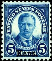 Scott 663<br />5c Theodore Roosevelt; Kansas Overprint<br />Pane Single<br /><span class=quot;smallerquot;>(reference or stock image)</span>