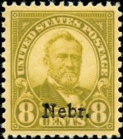 Scott 677<br />8c Ulysses S. Grant; Nebraska Overprint<br />Pane Single<br /><span class=quot;smallerquot;>(reference or stock image)</span>