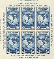 Scott 768<br />18c |3c Byrd Expedition II<br />Souvenir Sheet of 6<br /><span class=quot;smallerquot;>(reference or stock image)</span>