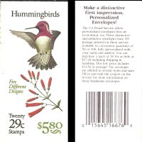 Scott BK201<br />$5.80 | 29c Hummingbirds<br />Booklet<br /><span class=quot;smallerquot;>(reference or stock image)</span>