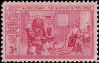 Scott 1004<br />3c Betsy Ross Birth Bicentennial<br />Pane Single<br /><span class=quot;smallerquot;>(reference or stock image)</span>