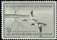 Scott RW23<br />$2.00 American Merganser - Issued 1956<br />Pane Single<br /><span class=quot;smallerquot;>(reference or stock image)</span>