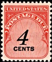 Scott J92<br />4c Numeral 4 - Solid Denomination in Black - Carmine-rose<br />Shiny Gum; Pane Single<br /><span class=quot;smallerquot;>(reference or stock image)</span>