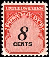 Scott J96<br />8c Numeral 8 - Solid Denomination in Black - Carmine-rose<br />Pane Single<br /><span class=quot;smallerquot;>(reference or stock image)</span>