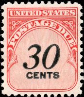 Scott J98<br />30c Numerals 30 - Solid Denomination in Black - Carmine-rose<br />Shiny Gum; Pane Single<br /><span class=quot;smallerquot;>(reference or stock image)</span>