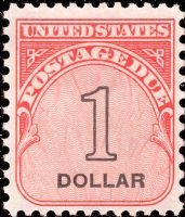 Scott J100<br />$1.00 Number 1 & Dollar - Denomination Outlined in Black - Carmine-rose<br />Shiny Gum; Pane Single<br /><span class=quot;smallerquot;>(reference or stock image)</span>