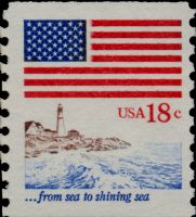 Scott 1891<br />18c Flag over Lighthouse (Coil)<br />Coil Single<br /><span class=quot;smallerquot;>(reference or stock image)</span>