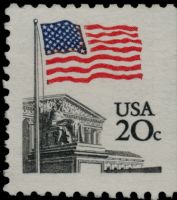 Scott 1896<br />20c Flag over Supreme Court (VB)<br />Booklet Pane Single;<br /><span class=quot;smallerquot;>(reference or stock image)</span>