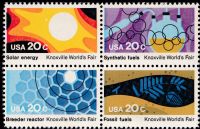 Scott 2206-2009; 2009a<br />20c Knoxville World Fair<br />Pane Block of 4 #2206-2009 (4 designs)<br /><span class=quot;smallerquot;>(reference or stock image)</span>