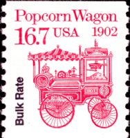 Scott 2261<br />16.7c Popcorn Wagon 1902 - Bureau Precancel Bulk Rate (Coil)<br />Coil Single<br /><span class=quot;smallerquot;>(reference or stock image)</span>