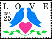 Scott 2441<br />25c Love: Blue Birds (VB)<br />Booklet Pane Single<br /><span class=quot;smallerquot;>(reference or stock image)</span>