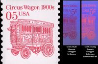 Scott 2452D<br />5c Circus Wagon 1900s - 5c Denomination (Coil)<br />Low Gloss Gum; Coil Single<br /><span class=quot;smallerquot;>(reference or stock image)</span>
