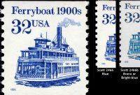Scott 2466<br />32c Ferryboat 1900s - Blue (Coil)<br />Shiny Gum; Coil Single<br /><span class=quot;smallerquot;>(reference or stock image)</span>
