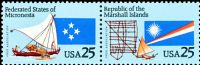 Scott 2506-2507; 2507a<br />25c Micronesia and Marshall Islands<br />Pane Pair #2506-2507 (2 designs)<br /><span class=quot;smallerquot;>(reference or stock image)</span>