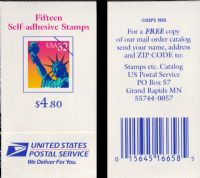 Scott BK259<br />$4.80 | 32c Statue of Liberty<br />Booklet<br /><span class=quot;smallerquot;>(reference or stock image)</span>
