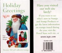 Scott BK286<br />$6.80 | 34c Holiday Santas<br />Booklet<br /><span class=quot;smallerquot;>(reference or stock image)</span>