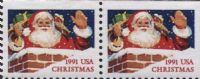 Scott 2580-2581; 2581a<br />(29c) Santa Claus in Chimney<br />Booklet Pane Pair #2580-2581 (2 designs)<br /><span class=quot;smallerquot;>(reference or stock image)</span>
