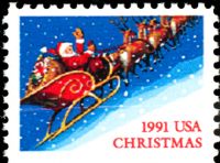 Scott 2585<br />(29c) Santa and Sleigh (VB)<br />Booklet Pane Single<br /><span class=quot;smallerquot;>(reference or stock image)</span>