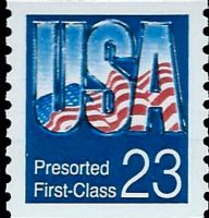 Scott 2607<br />(23c) USA Flag Reflection - Presorted First-Class with First Class 9 mm & 23c 6½ mm long (Coil)<br />Coil Single<br /><span class=quot;smallerquot;>(reference or stock image)</span>