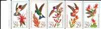 Scott 2642-2646; 2646a<br />29c Hummingbirds<br />See <a href=quot;https://www.bardostamps.com/back-of-book-united-states-stamps/1950/scott-catalog-BK201quot;>BK201</a><br />Booklet Pane of 5 #2642-2646 (5 designs)<br /><span class=quot;smallerquot;>(reference or stock image)</span>