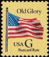 Scott 2879<br />(20c) Rate Change Black G-Old Glory - Post Card Rate on Yellow Paper<br />Pane Single;<br /><span class=quot;smallerquot;>(reference or stock image)</span>