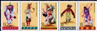 Scott 3072-3076; 3076a<br />32c Indian Dances (Pane / MDI)<br />Pane Horizontal Strip of 5 #3072-3076 (5 designs)<br /><span class=quot;smallerquot;>(reference or stock image)</span>