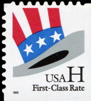 Scott 3267<br />(33c) Rate Change - Uncle Sams Hat (VB)<br />Booklet Pane Single<br /><span class=quot;smallerquot;>(reference or stock image)</span>