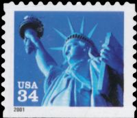 Scott 3485<br />34c Statue of Liberty - 2001 Date (VB / CB)<br />Booklet / Convertible Booklet Pane Single<br /><span class=quot;smallerquot;>(reference or stock image)</span>
