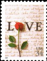 Scott 3497<br />34c Love: Letter and Rose (CB)<br />Convertible Booklet Single<br /><span class=quot;smallerquot;>(reference or stock image)</span>
