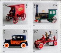 Scott 3642-3645; 3645a<br />37c Antique Toys (VB / CB / DSB)<br />Booklet/Convertible Block of 4 #3642-3645 (4 designs)<br /><span class=quot;smallerquot;>(reference or stock image)</span>