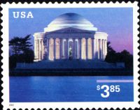 Scott 3647<br />$3.85 Priority Mail: Jefferson Memorial - 2002 Date<br />Pane Single<br /><span class=quot;smallerquot;>(reference or stock image)</span>
