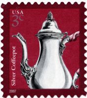 Scott 3754<br />3c Silver Coffeepot -2007 Date<br />Pane Single<br /><span class=quot;smallerquot;>(reference or stock image)</span>
