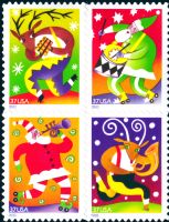 Scott 3821-3824<br />37c Holiday Music Makers (Pane)<br />Pane Block of 4 #3821-3824 (4 designs)<br /><span class=quot;smallerquot;>(reference or stock image)</span>