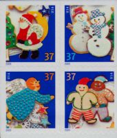 Scott 3957-3960<br />37c Holiday Cookies (VB)<br />(See found in <a href=quot;https://www.bardostamps.com/back-of-book-united-states-stamps/1990/scott-catalog-BK299quot;>BK299 </a><br />Booklet Block of 4 #3960a (4 designs)<br /><span class=quot;smallerquot;>(reference or stock image)</span>