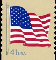 Scott 4186<br />41c Flag - USPS microprinted right side of flagpole (Coil)<br />Coil Single<br /><span class=quot;smallerquot;>(reference or stock image)</span>