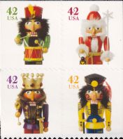 Scott 4364-4367<br />42c Nutcrackers (VB)<br />(From <a href=quot;https://www.bardostamps.com/back-of-book-united-states-stamps/1990/scott-catalog-BK306quot;>BK306 </a><br />Booklet Block of 4 #4367a (4 designs)<br /><span class=quot;smallerquot;>(reference or stock image)</span>