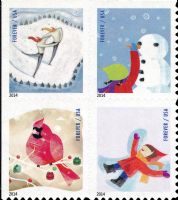 Scott 4937-4940; 4940a<br />Forever Winter Fun (DSB)<br />Double-Sided Booklet Block of 4 #4937-4940 (4 designs)<br /><span class=quot;smallerquot;>(reference or stock image)</span>