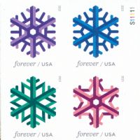 Scott 5034a<br />Forever Geometric Snowflakes<br />Double-Side Booklet Block of 4 #5031-5034 (4 designs)<br /><span class=quot;smallerquot;>(reference or stock image)</span>
