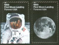 Scott 5399-5400; 5400a<br />Forever Moon Landing<br />Pane Horizontal Pair #5399-5400 (2 designs)<br /><span class=quot;smallerquot;>(reference or stock image)</span>
