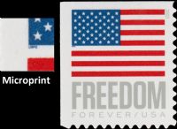 Scott 5790<br />Forever Flag and Freedom (DSB)<br />Microprint Below Left Corner of Flag Union; Double-Sided Booklet Single<br /><span class=quot;smallerquot;>(reference or stock image)</span>