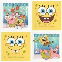 Scott 6025-6028; 6028a<br />Forever SpongeBob SquarePants (4 designs)<br />Pane Block of 4<br /><span class=quot;smallerquot;>(reference or stock image)</span>
