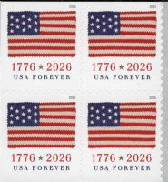 Scott 6111<br />Forever US Flag - 2026 (APU) (DSB)<br />Double-Sided Booklet Block of 4<br /><span class=quot;smallerquot;>(reference or stock image)</span>
