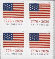 Scott 6112<br />Forever US Flag - 2026 (BCA) (DSB)<br />Double-Sided Booklet Block of 4<br /><span class=quot;smallerquot;>(reference or stock image)</span>
